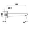 Kép 2/2 - LAUFEN CITYPLUS Fali kifolyócső, hossza 190 mm, Króm HF505369100000