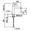 Kép 2/2 - LAUFEN Twinplus slim Mosdó csaptelep, 140 mm kiállású fix kifolyóval, húzórudas lefolyószelep nélkül, PVD matt titán fekete HF505404428000