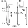 Kép 2/2 - LAUFEN Twinplus Slim Szabadonálló kádtöltő csaptelep, 1250 mm szintetikus flexibilis tömlővel és kézizuhannyal, Króm HF505481100000