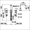 Kép 2/2 - LAUFEN MEDA Három csaplyukas, két gombos mosdó csaptelep, Matt Titán Fekete HF506612428000