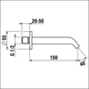 Kép 2/2 - LAUFEN MEDA Fali kifolyócső 150 mm, Matt Titán Fekete HF506671428000