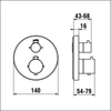 Kép 2/2 - LAUFEN MEDA Falbaépített 2 gombos termosztátos kád/zuhany csaptelep falon kívüli része, 2 utas szabályzóval, Matt Titán Fekete HF506677428000