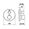 Kép 2/2 - LAUFEN MEDA Falbaépített 2 gombos termosztátos kád/zuhany csaptelep falon kívüli része, 2 utas szabályzóval, Matt Titán Fekete HF506687428000