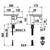 Kép 2/2 - LAUFEN ADA Bidé csaptelep, Click-Clack lefolyófedővel, tálca lyukkal, Rozsdamentes Acél/Matt Fekete HF506710503000