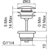 Kép 2/2 - LAUFEN SANITARY ACCESSORIES Lefolyószelep, automatikus zárható, Click-clack, egy csaplyuk, középen, Króm H3709890041041
