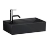 Kép 1/2 - LAUFEN KARTELL BY LAUFEN Kézmosó, baloldali armatúrapaddal túlfolyónyílás nélkül, csaplyuk nélkül , Fényes fekete H8153350201121