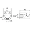 Kép 4/4 - Ravak Chrome 706.20 fali zuhanytartó és csatlakozó, fekete - X07P572