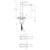 Kép 2/2 - Ravak LF 014.20BL Mosdócsaptelep 240 mm, lefolyó nélkül, fekete X070477