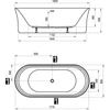 Kép 4/4 - Ravak Ypsilon 180x80, akrilkád, fekete/fehér, szabadonálló, túlfolyó és lefolyó: fekete XC00100058