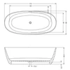 Kép 4/4 - Riho Oval Frosted Umber szabadon álló kád, anyaga Solid Surface, 175x80cm, Barna B152002F02