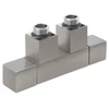 Kép 1/4 - SAPHO CUBE TWIN csatlakozókészlet radiátorhoz, középső bekötés,50mm, csiszolt inox (CP582S)