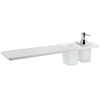 Kép 1/4 - SAPHO ABELINE rockstone polc, 2 furattal, 1 pohárral, 1 szappanadagolóval, 500x12x100mm, matt fehér (AE502-0101-02)