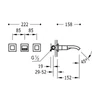Kép 2/2 - Tres Cuadro-Tres falba építhető dupla fogantyús mosdócsaptelep cascade kifolyóval 00815201