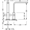 Kép 2/2 - Tres Cuadro-Tres mosdócsaptelep két oldalsó fogantyúval 220 mm-es kinyúlással 108496