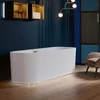 Kép 4/4 - Villeroy & Boch Finion 1700 x 700 mm-e szabadonálló kád Push-to-open lefolyóval és túlfolyóval és kádtöltővel, Design gyűrűvel, Emotion funkcióval Champagne Stone White - UBQ177FIN7N200V1RW