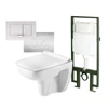 Kép 1/2 - Wellis Clement fali rimless WC + ülőke Clarice falsík mögötti WC tartály,Round nyómólap WF00193