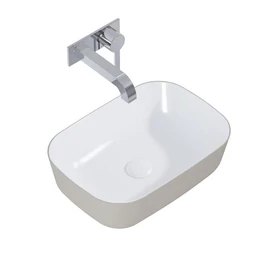 AREZZO design pultra ültethető mosdó RENI 46x33, fényes fehér / matt beige AR-146114