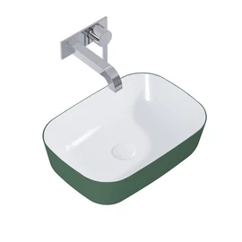 AREZZO design pultra ültethető mosdó RENI 46x33, fényes fehér / matt zöld AR-146115