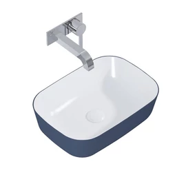 AREZZO design pultra ültethető mosdó RENI 46x33, fényes fehér / matt kék AR-146116