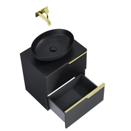 AREZZO design MONTEREY GLASS 60 cm-es alsószekrény, 2 fiókkal, matt fekete AR-168740 AREZZO design MONTEREY GLASS 60 cm-es alsószekrény, 2 fiókkal, matt fekete AR-168740