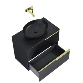 AREZZO design MONTEREY GLASS 80 cm-es alsószekrény, 2 fiókkal, matt fekete AR-168743 AREZZO design MONTEREY GLASS 80 cm-es alsószekrény, 2 fiókkal, matt fekete AR-168743