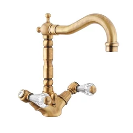 Bugnatese Revival (434BR) bronz mosdócsaptelep Magasított, Cristallo fogantyúval Bugnatese Revival (434BR) bronz mosdócsaptelep Magasított, Cristallo fogantyúval