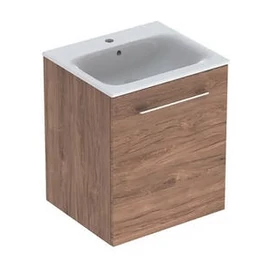 Geberit Selnova Square mosdószekrény, keskeny peremű mosdóval, egy ajtós, Feketedió hickory/Melaminos faszerkezet 501.250.00.1