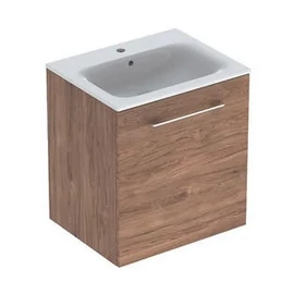 Geberit Selnova Square mosdószekrény, keskeny peremű mosdóval, egy ajtós, Feketedió hickory/Melaminos faszerkezet 501.254.00.1