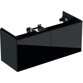 Geberit Acanto alsó szekrény dupla mosdóhoz, két fiókkal 120 cm matt fekete/fényes fekete üveg 500.613.16.1 Geberit Acanto alsó szekrény dupla mosdóhoz, két fiókkal 120 cm matt fekete/fényes fekete üveg 500.613.16.1