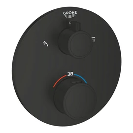 Grohe Grohtherm Termosztátos zuhany keverő 2 kimenethez, beépített elzáró/váltó szeleppel Matt fekete 1022082430 Grohe Grohtherm Termosztátos zuhany keverő 2 kimenethez, beépített elzáró/váltó szeleppel Matt fekete 1022082430