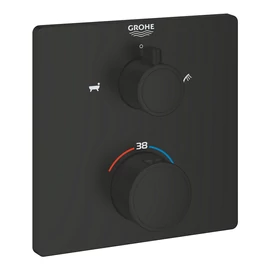 Grohe Grohtherm Termosztátos kád keverő 2 kimenethez, beépített elzáró/váltó szeleppel Matt fekete 1022112430 Grohe Grohtherm Termosztátos kád keverő 2 kimenethez, beépített elzáró/váltó szeleppel Matt fekete 1022112430