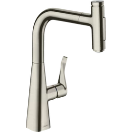 Hansgrohe Metris Select M7117-H240 egykaros konyhai csaptelep kihúzható kifolyóval, rozsdamentes acél 73817800 Hansgrohe Metris Select M7117-H240 egykaros konyhai csaptelep kihúzható kifolyóval, rozsdamentes acél 73817800