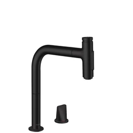 Hansgrohe M71 M7120-H200 2-lyukú egykaros konyhai csaptelep kihúzható kifolyóval, matt fekete 73818670 Hansgrohe M71 M7120-H200 2-lyukú egykaros konyhai csaptelep kihúzható kifolyóval, matt fekete 73818670