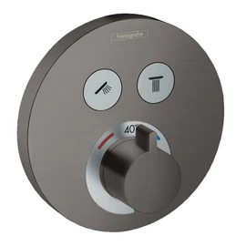 Hansgrohe ShowerSelect S termosztátos csaptelep, falsík alatti szereléshez, 2 fogyasztóhoz szálcsiszolt fekete 15743340 Hansgrohe ShowerSelect S termosztátos csaptelep, falsík alatti szereléshez, 2 fogyasztóhoz szálcsiszolt fekete 15743340