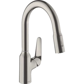 Hansgrohe Focus M42 Egykaros konyhai csaptelep 160, kihúzható zuhanyfejjel nemesacél felület 71801800 Hansgrohe Focus M42 Egykaros konyhai csaptelep 160, kihúzható zuhanyfejjel nemesacél felület 71801800