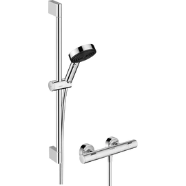 Hansgrohe Pulsify Select S Zuhanyrendszer 3jet Relaxation 105 EcoSmart kézizuhannyal, Ecostat Fine termosztáttal, és 65cm-es zuhanyrúddal Króm 24262000