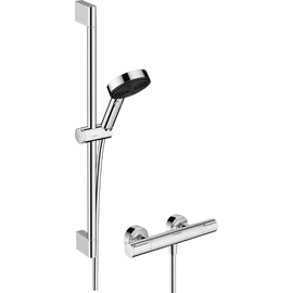Hansgrohe Pulsify Select S Zuhanyrendszer 3jet Relaxation 105 EcoSmart kézizuhannyal, Ecostat Element termosztáttal, és 65cm-es zuhanyrúddal Króm 24272000