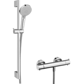 Hansgrohe Vernis Blend Zunanyrendszer Vario 100 EcoSmart kézizuhannyal, Ecostat S termosztáttal és Crometta 65cm-es zuhanyrúddal Króm 26960000