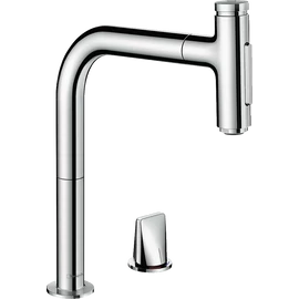 Hansgrohe Metris Select M71 2 lyukú króm konyhai mosdócsaptelep 200, kihúzható zuhanyfejjel, króm 73819000 Hansgrohe Metris Select M71 2 lyukú króm konyhai mosdócsaptelep 200, kihúzható zuhanyfejjel, króm 73819000