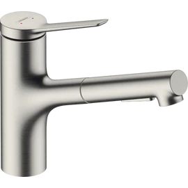 Hansgrohe Zesis M33 konyhai csaptelep 2jet, kihúzható zuhanyfejjel, szálcsiszolt rozsdamentes acél 74820800