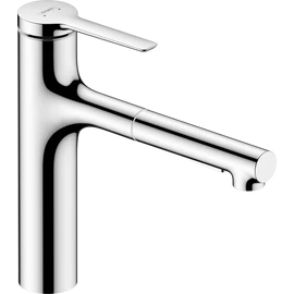 Hansgrohe Zesis M33 egykaros konyhai csaptelep kihúzható fém zuhanyfejjel, króm 74822000