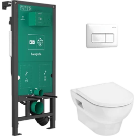 Hansgrohe GladeLake S Teljes WC-szett falsík alatti öblítőrendszerrel, iFrame Original Q öblítőlappal, GladeLake WC-ülőkével 60301450