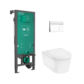 Hansgrohe EluPura S Teljes WC-szett falsík alatti öblítőrendszerrel, iFrame Element E öblítőlappal, EluPura WC-ülőkével 60303700 Hansgrohe EluPura S Teljes WC-szett falsík alatti öblítőrendszerrel, iFrame Element E öblítőlappal, EluPura WC-ülőkével 60303700