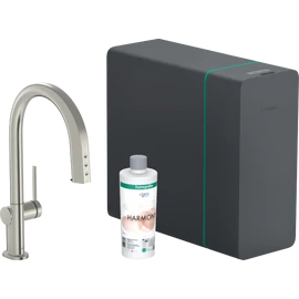 Hansgrohe Aqittura M91 Vízszűrős konyhai csaptelep és szódakészítő rendszer 210, kihúzható zuhanyfejjel, 1jet, sBox, Rozsdamentes Acél Hatású 76838800 Hansgrohe Aqittura M91 Vízszűrős konyhai csaptelep és szódakészítő rendszer 210, kihúzható zuhanyfejjel, 1jet, sBox, Rozsdamentes Acél Hatású 76838800