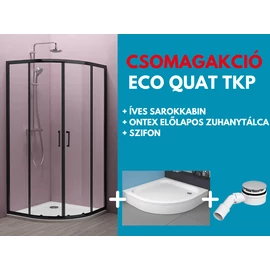 Kolpa-San Eco Quat TKP 80x80 cm negyedköríves zuhanykabin matt fekete profillal - akciós csomagajánlat