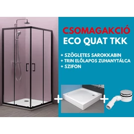 Kolpa-San Eco Quat TKK 80x80 cm szögletes zuhanykabin matt fekete profillal - akciós csomagajánlat