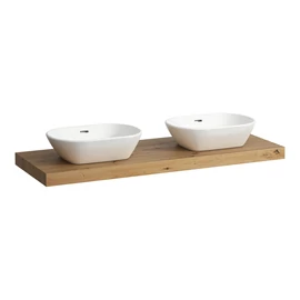 LAUFEN LANI Mosdótartó lap, 140 cm, kivágással jobb és bal oldalon, 65 mm vastag, 3 tartókonzollal, Vad Tölgy H4046841122671 LAUFEN LANI Mosdótartó lap, 140 cm, kivágással jobb és bal oldalon, 65 mm vastag, 3 tartókonzollal, Vad Tölgy H4046841122671