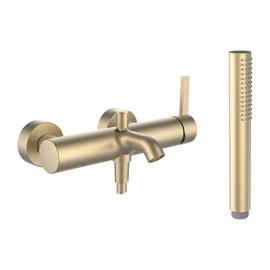 LAUFEN Kartell LAUFEN Falra szerelt egykaros kád csaptelep, 150 mm-es rögzítési távolsággal, 1800 mm-es flexibilis zuhanytömlővel és TwinStick kézizuhannyal, PVD arany matt H3213370831411 LAUFEN Kartell LAUFEN Falra szerelt egykaros kád csaptelep, 150 mm-es rögzítési távolsággal, 1800 mm-es flexibilis zuhanytömlővel és TwinStick kézizuhannyal, PVD arany matt H3213370831411