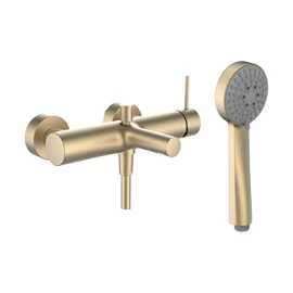 LAUFEN Twinplus slim Falra szerelt kád csaptelep, 150 mm-es rögzítési távolsággal, 'MyTwin100' zuhanyfejjel és 1500 mm felxibilis zuhanytömlővel, PVD halvány arany matt HF505460462600 LAUFEN Twinplus slim Falra szerelt kád csaptelep, 150 mm-es rögzítési távolsággal, 'MyTwin100' zuhanyfejjel és 1500 mm felxibilis zuhanytömlővel, PVD halvány arany matt HF505460462600