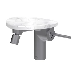 LAUFEN ADA Bidé csaptelep, Click-Clack lefolyófedővel, tálca lyuk nélkül, Rozsdamentes Acél/Márvány Fehér HF506710505060